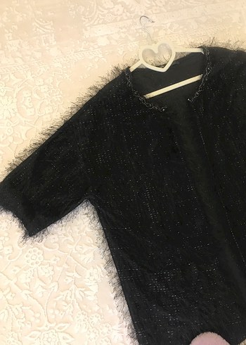 Siyah Kürklü Kadın Midi Hırka - Görsel 7