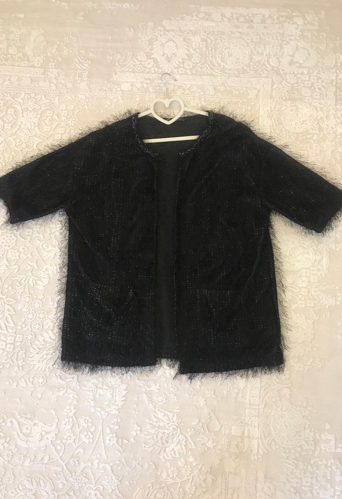 Siyah Kürklü Kadın Midi Hırka - Görsel 5