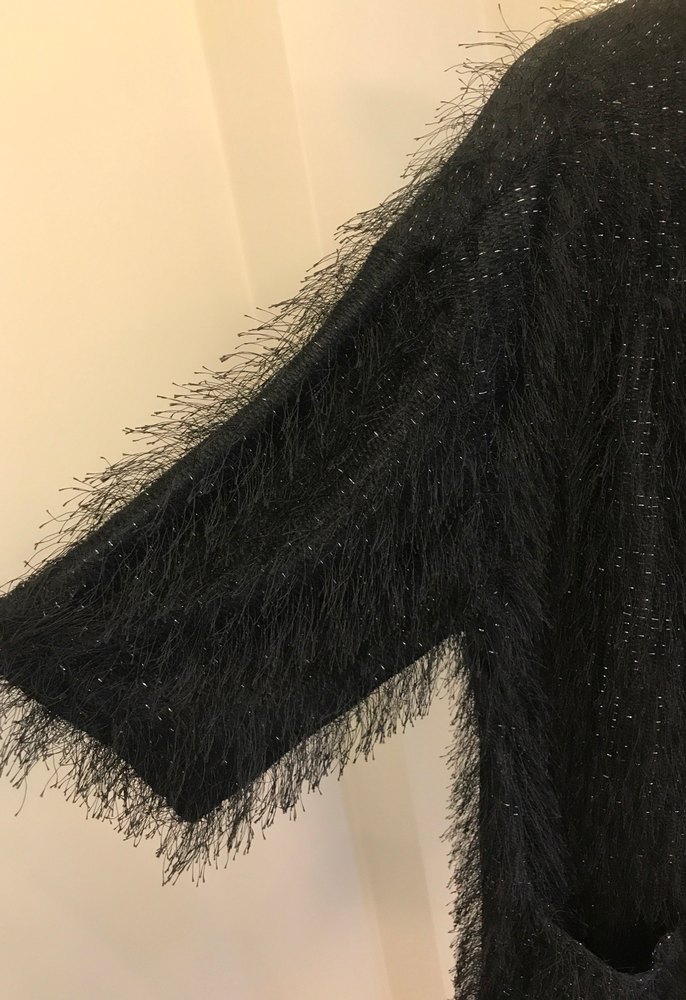 Siyah Kürklü Kadın Midi Hırka - Görsel 4