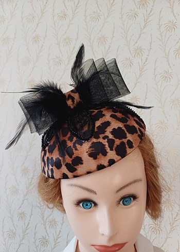 Diğer Kahverengi Leopar Desenli Vintage Kadın Şapka
