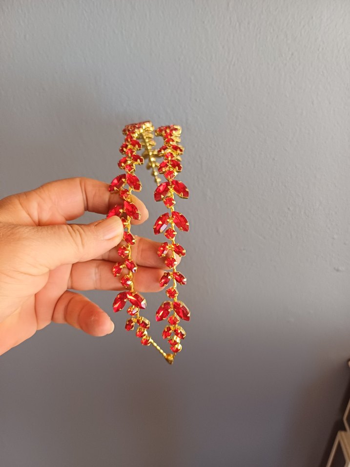 kirmiziBoncuklu Bohem Kadın  kina tac - Görsel 4