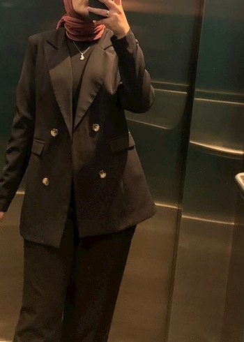 Düğmeli Siyah Kadın Blazer Ceket - Görsel 3