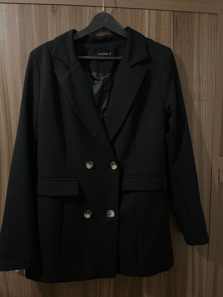 Düğmeli Siyah Kadın Blazer Ceket - Görsel 2