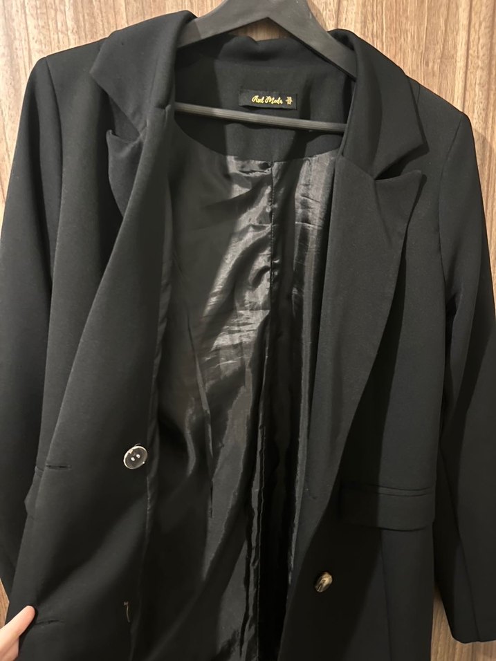 Düğmeli Siyah Kadın Blazer Ceket - Görsel 5