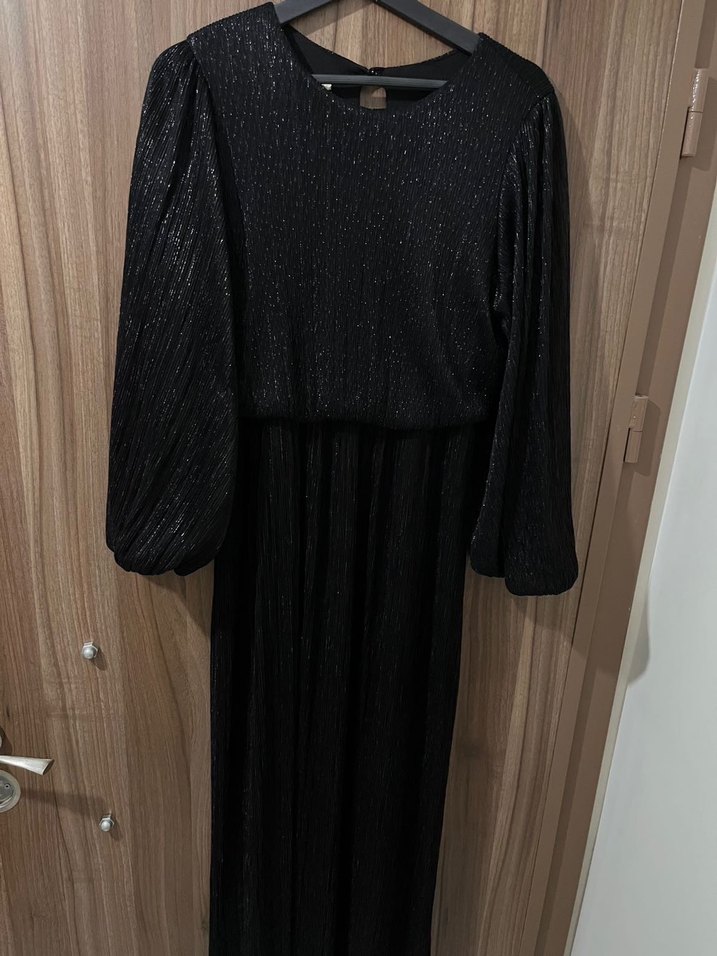 Uzun Siyah Kadın Goth Elbise - Görsel 5