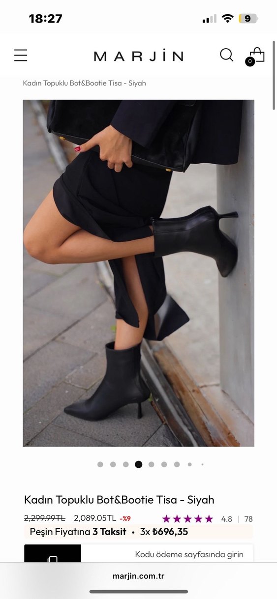 Siyah Deri Topuklu Gizli Fermuarlı Kadın Bot - Görsel 2