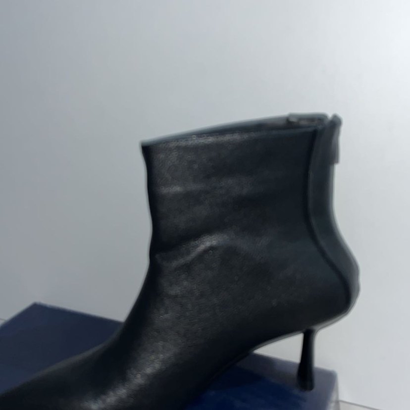 Siyah Deri Topuklu Gizli Fermuarlı Kadın Bot - Görsel 5