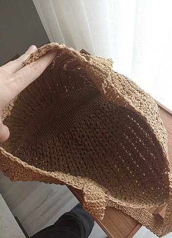 Beden camel Renk Hasır plaj çantası