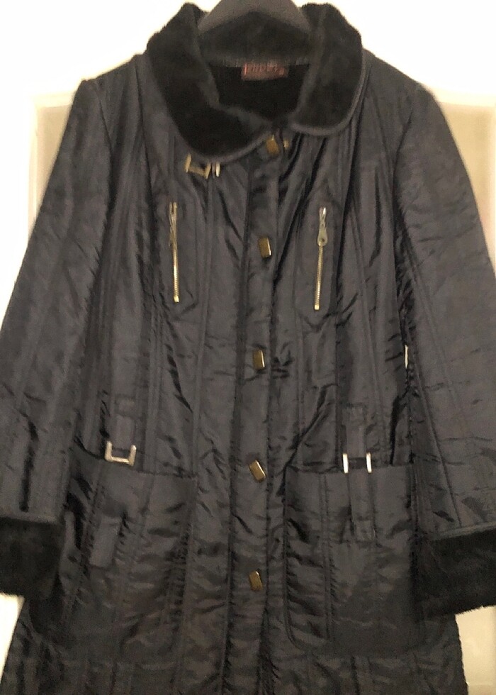 İçi kürklü siyah mont. - Görsel 5