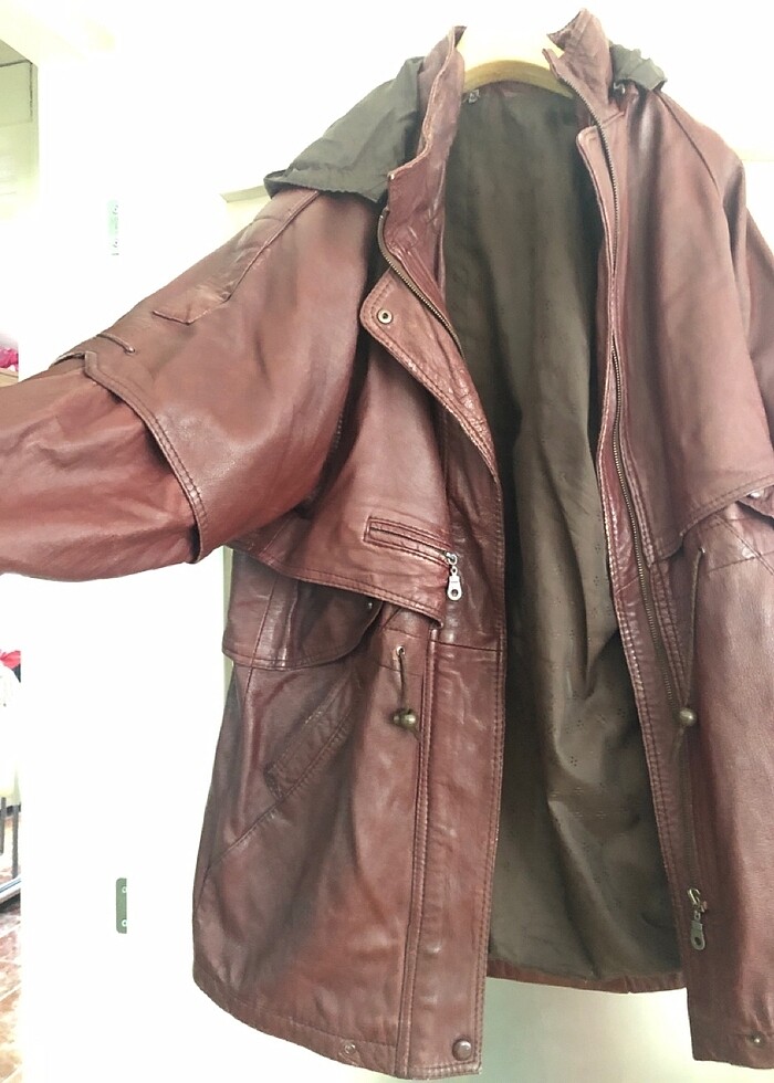 Büyük beden hakiki deri mont - Görsel 2