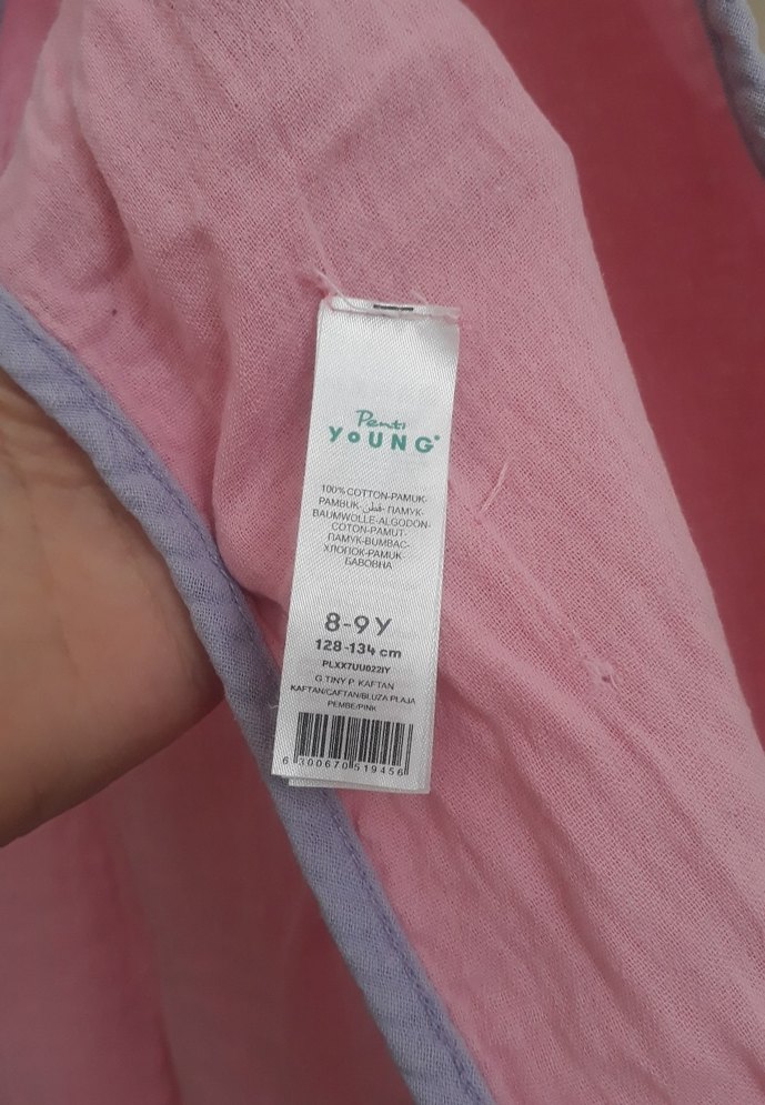 Kız Çocuk Pembe Kolsuz Keten Panço - Görsel 2