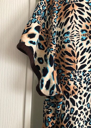 Leopar Desenli Fermuarlı Pamuklu Elbise - Görsel 3