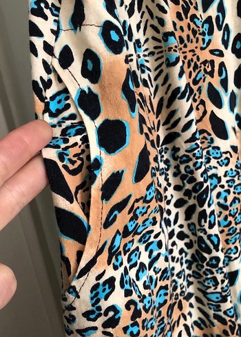 Leopar Desenli Fermuarlı Pamuklu Elbise - Görsel 6