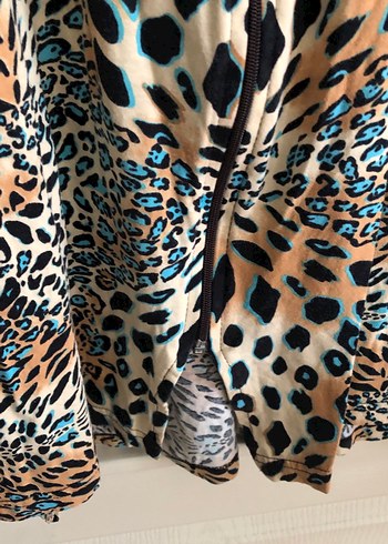 Leopar Desenli Fermuarlı Pamuklu Elbise - Görsel 2