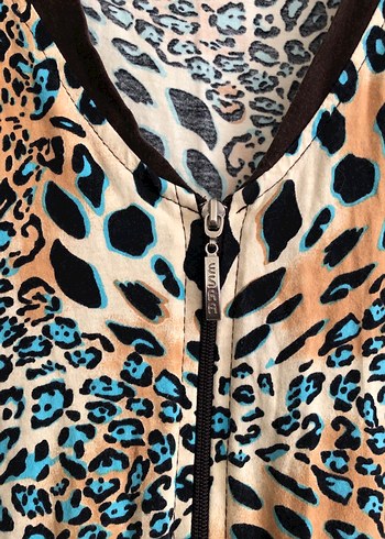 Leopar Desenli Fermuarlı Pamuklu Elbise - Görsel 4