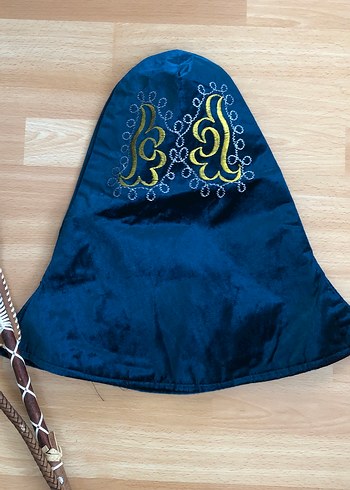 Geleneksel Uzun Kollu Mavi Kadife Nakışlı Elbise - Görsel 11