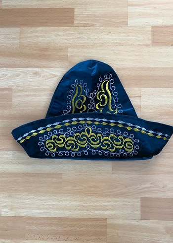 Geleneksel Uzun Kollu Mavi Kadife Nakışlı Elbise - Görsel 14