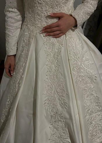 Uzun Kollu Beyaz  Gelinlik - Görsel 7