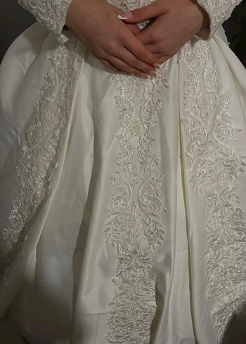 Uzun Kollu Beyaz  Gelinlik - Görsel 9