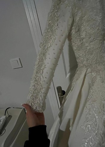 Uzun Kollu Beyaz  Gelinlik - Görsel 6