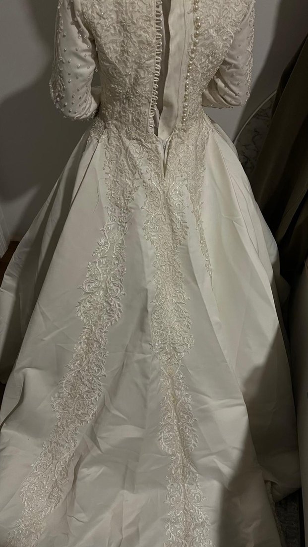 Uzun Kollu Beyaz  Gelinlik - Görsel 2