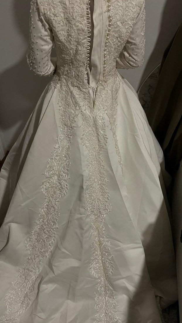 Uzun Kollu Beyaz  Gelinlik - Görsel 5