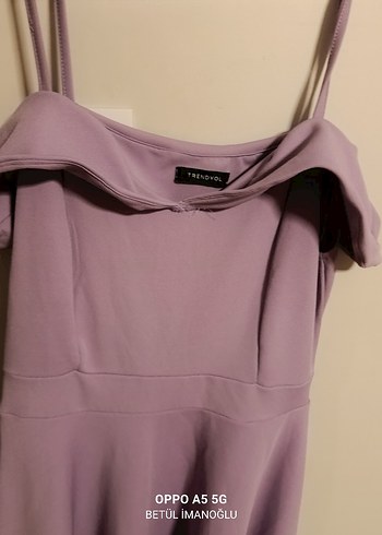 Mor Midi Boy Madonna yaka Kadın Elbise - Görsel 4