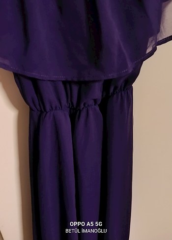 Mor Drapeli  Uzun Elbise - Görsel 4