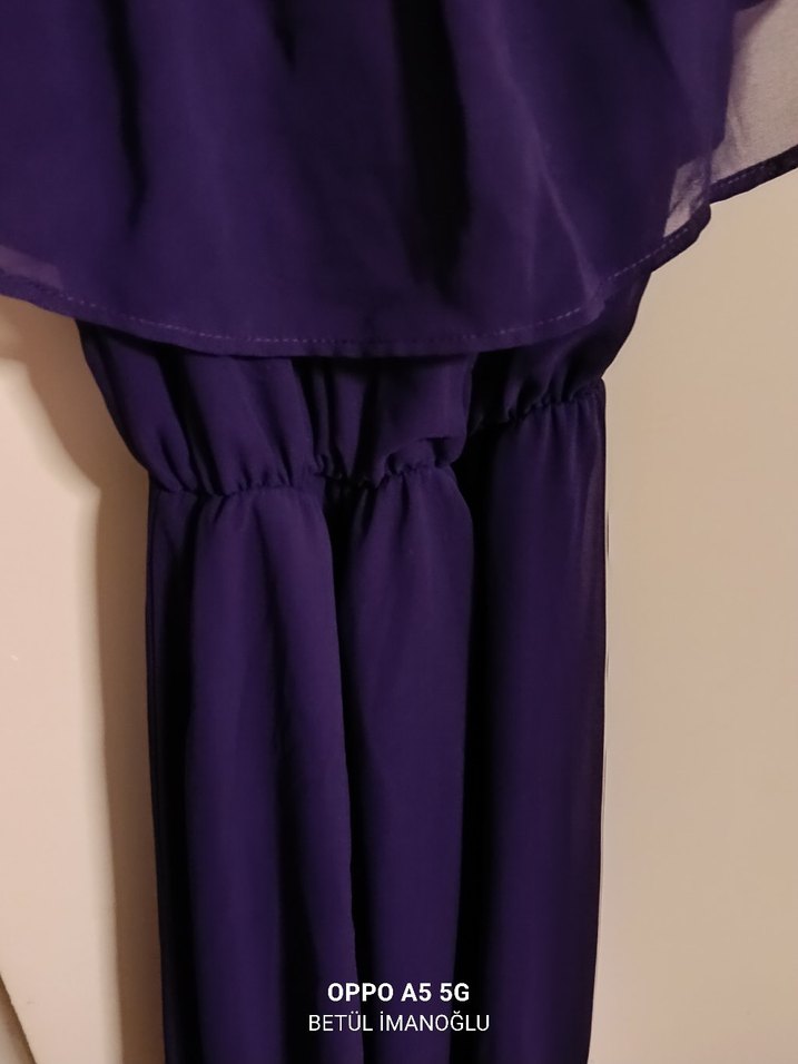 Mor Drapeli  Uzun Elbise - Görsel 4