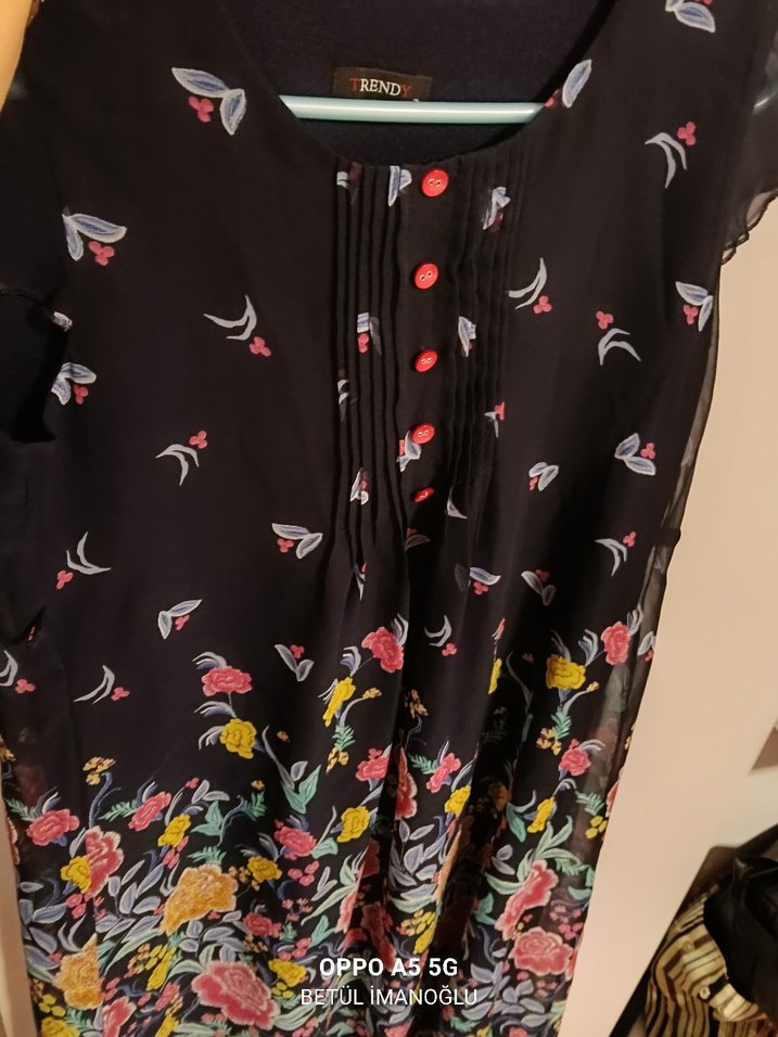 Çiçek Desenli Uzun Hamile elbise - Görsel 2