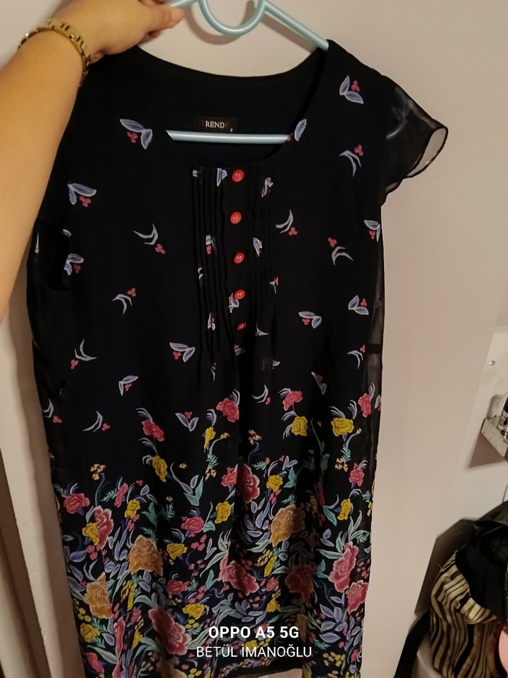 Çiçek Desenli Uzun Hamile elbise - Görsel 4