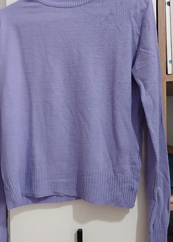 Kadın Mor Triko Uzun Kollu Kazak - Görsel 2