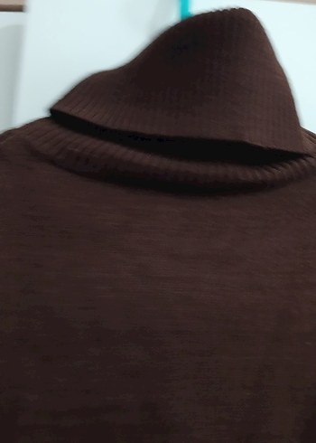 Kahverengi Kadın Boğazlı Yün Kazak - Görsel 2