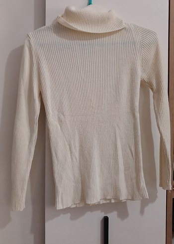 Bej Kadın Boğazlı Triko Kazak - Görsel 3