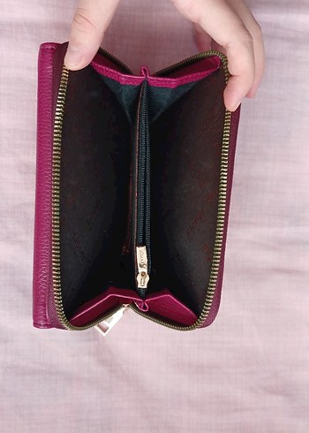 Kadın Pembe Deri Fermuarlı Cüzdan - Görsel 3