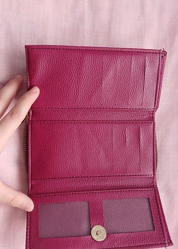 Kadın Pembe Deri Fermuarlı Cüzdan - Görsel 2