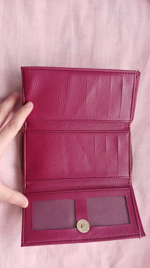 Kadın Pembe Deri Fermuarlı Cüzdan - Görsel 2