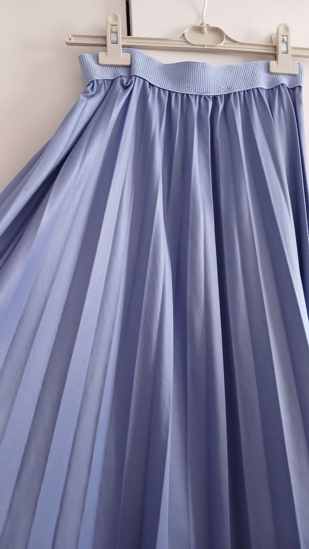 Mavi Uzun Pilili Kadın Etek - Görsel 5