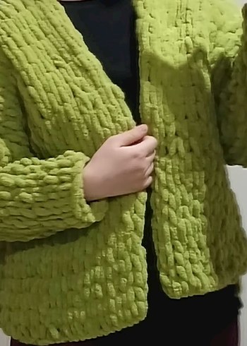 Kadın Yeşil Örgü Salaş Hırka - Görsel 2