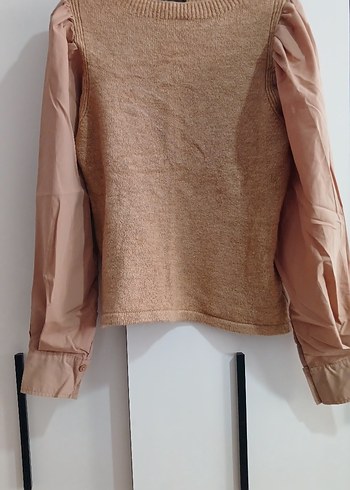 Bej Örgü Triko Kadın Kazak - Görsel 2