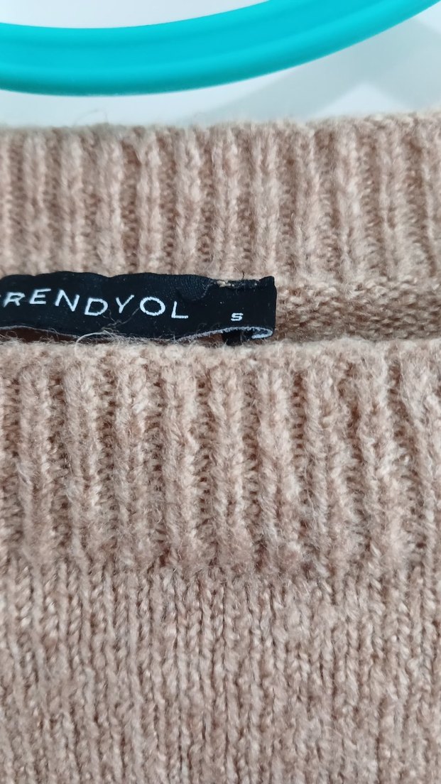 Bej Örgü Triko Kadın Kazak - Görsel 3