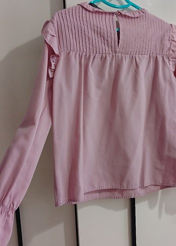 Pembe Fırfırlı Uzun Kollu Kadın Bluz - Görsel 2