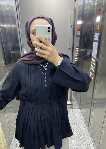 diğer Beden Siyah Modal Kumaş Pileli Gömlek