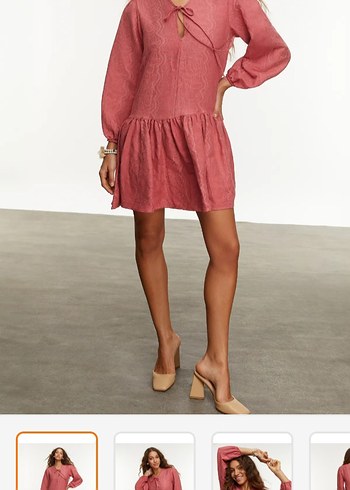 Pembe Bohem Mini Elbise