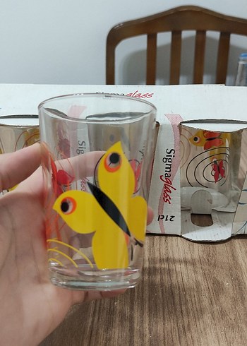 Renkli Kelebek Desenli 6'lı 21 cl Bardak Seti - Görsel 3