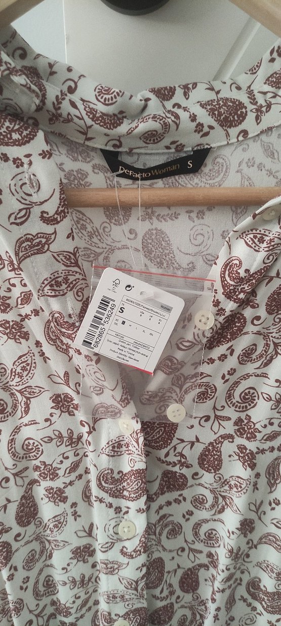 Düğmeli Bohem Desenli Gömlek - Görsel 4