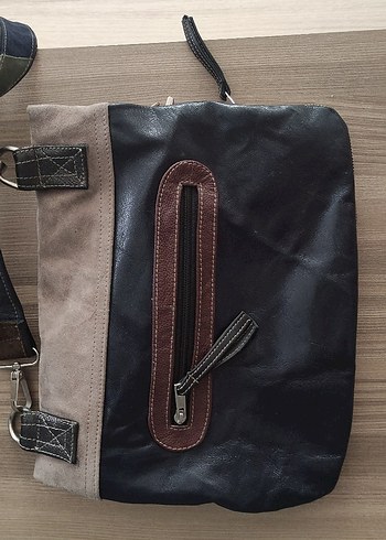 Gri,yeşil, lacivert Süet Kadın Çanta - Görsel 5