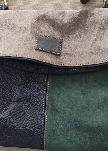 Gri,yeşil, lacivert Süet Kadın Çanta - Görsel 3