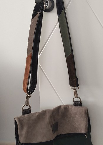 Gri,yeşil, lacivert Süet Kadın Çanta - Görsel 2