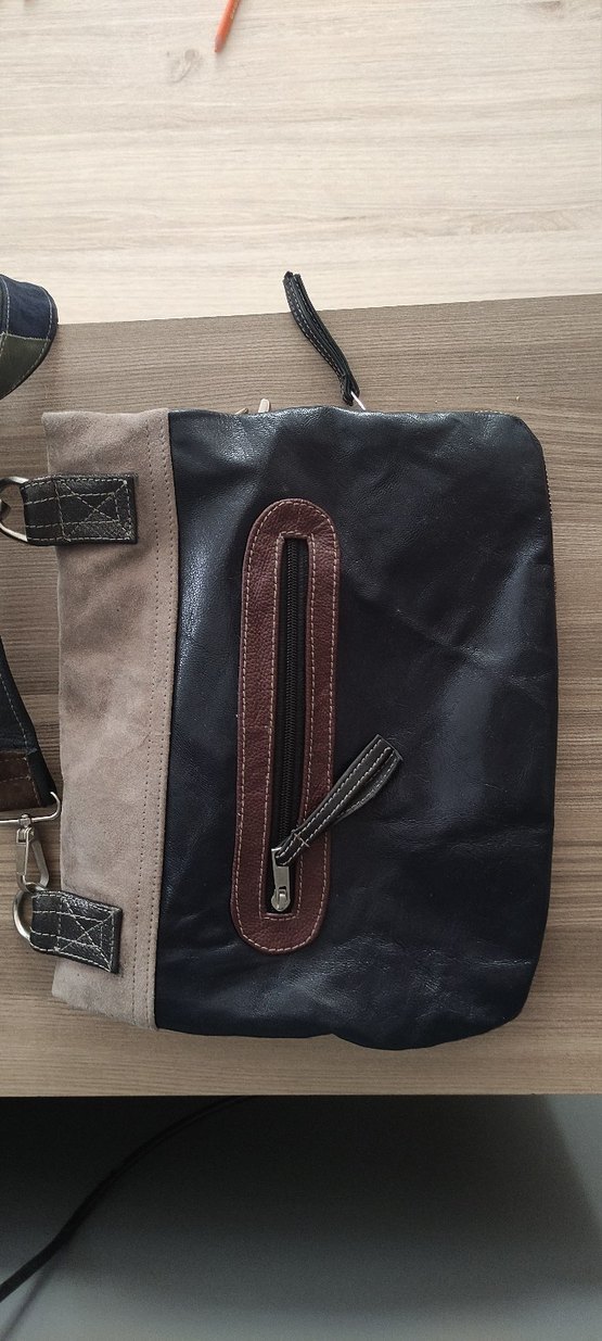 Gri,yeşil, lacivert Süet Kadın Çanta - Görsel 5